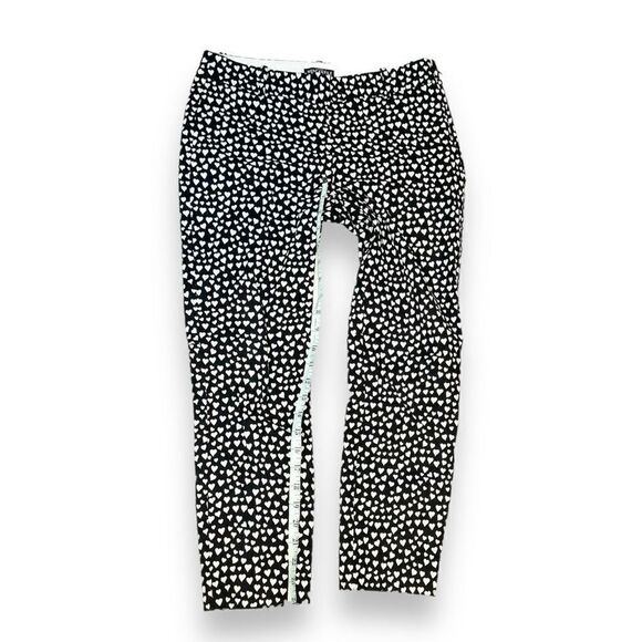 J. Crew Women's Heart Print Winnie Slim Leg Ankle-Length Pants Black White Siz 4 - Picture 12 of 13